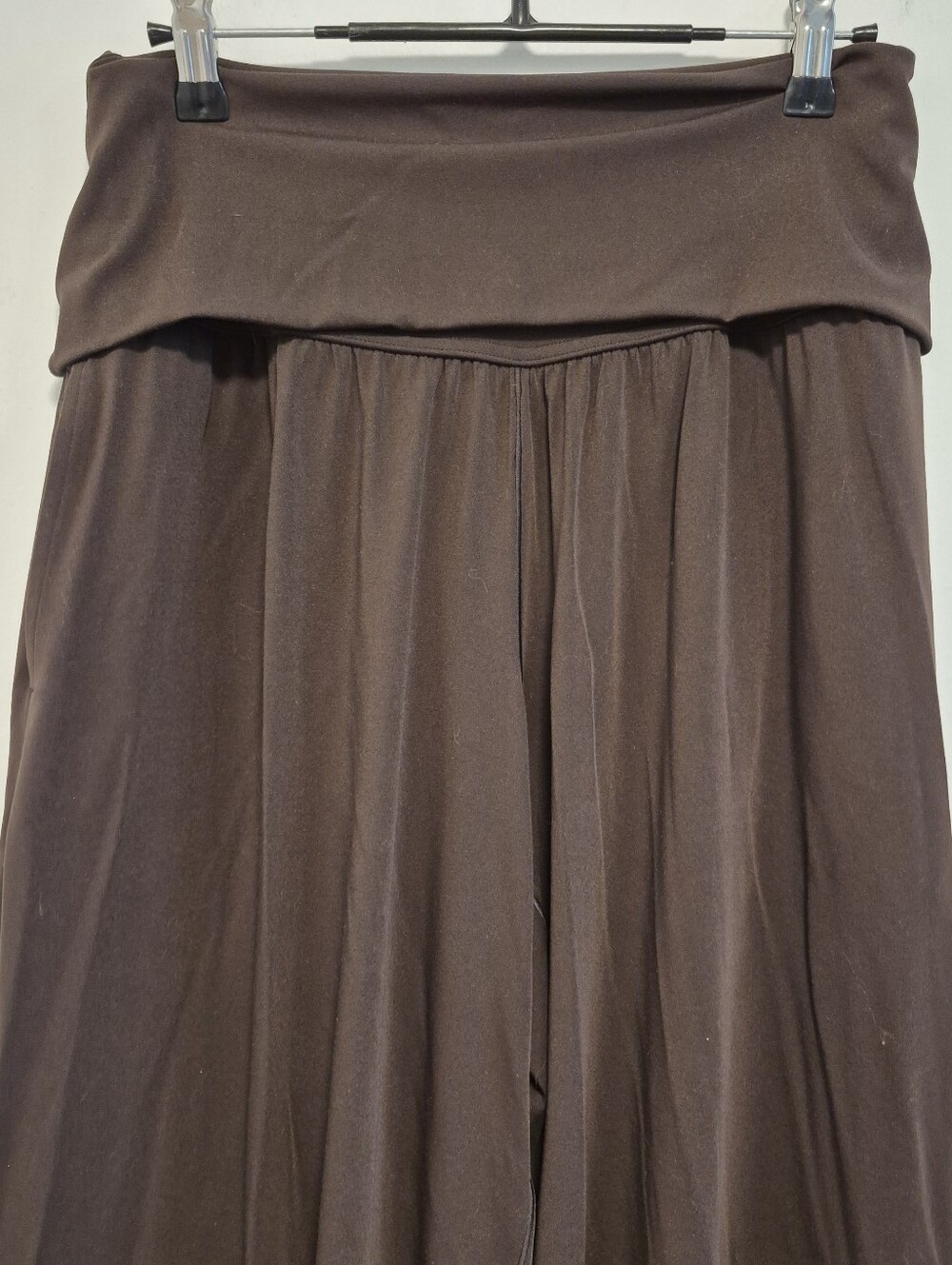 Aerie Real Me Foldover Super Wide Leg Pant Chocolate Brown Stretchy Women's Sz S - Picture 5 of 11